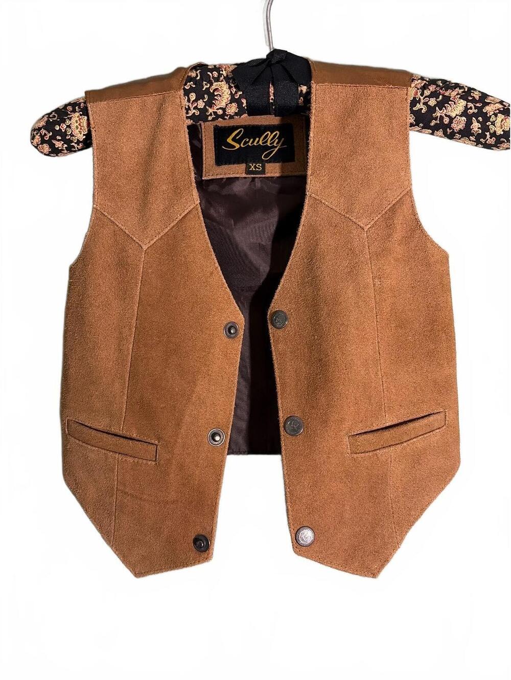 Vintage Childs' Scully Brown Suede Leather Vest XS